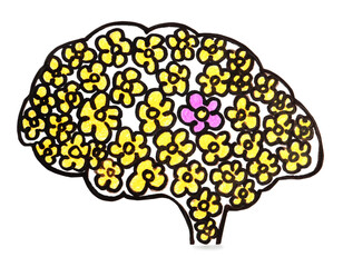 Paper brain cutout on white background. Epilepsy awareness