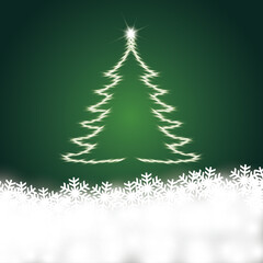 雪の結晶と輝くクリスマスツリー