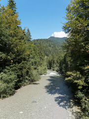 Weißach river between Wildbad and Kreuth in upstream of Rottach-egern flowing into the lake of tegern (Tegernsee) in Upper Bavaria (Germany)