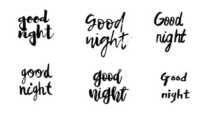 Hand drawn lettering. Ink illustration. Modern brush calligraphy. Isolated on white background.Good night text.