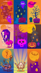 Set of Halloween background. Vertical layout 1080x1920 size.