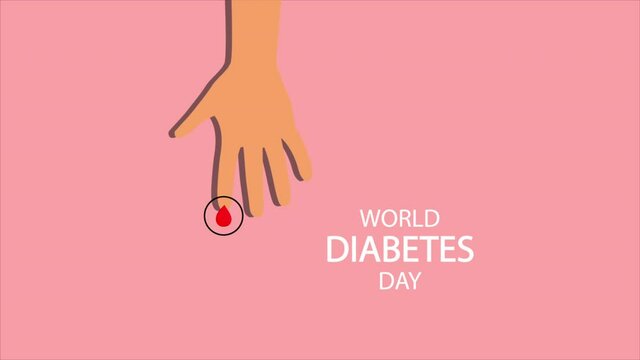Finger with a drop of blood for world diabetes day, art video illustration.