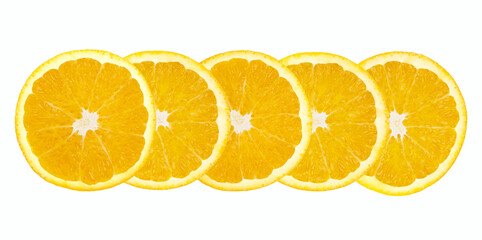 Orange fruit halved isolated on white background