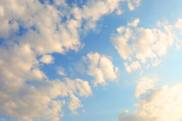 Beautiful view of blue sky with fluffy clouds