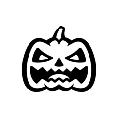 Halloween pumpkin icon. Black contour linear silhouette. Front view. Vector simple flat graphic hand drawn illustration. The isolated object on a white background. Isolate.