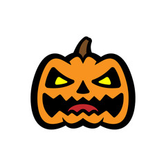 Halloween pumpkin icon. Colored contour linear silhouette. Front view. Vector simple flat graphic hand drawn illustration. The isolated object on a white background. Isolate.