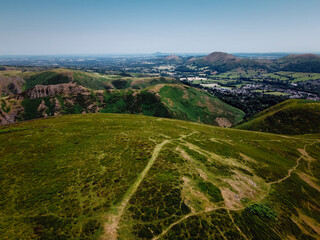 Fototapeta premium Hiking in Shropshire Hills in England , sunny weather and hot.