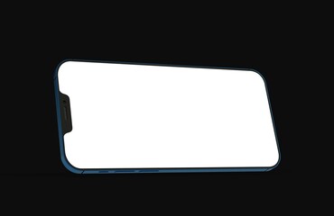 Realistic isometric black frameless smartphone mockup perspective 3d.