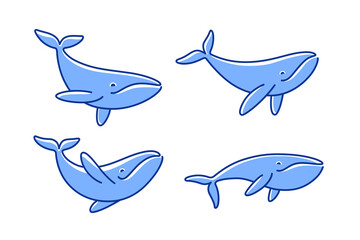 Cartoon whale sketch line icon. Kawaii animals icons set. Childish print for nursery, kids apparel, poster, postcard, pattern.