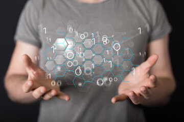 Big data visualization background.Abstract technology