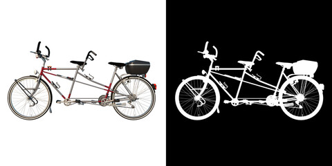 Tandem Bike 1 - Lateral view white background alpha png 3D Rendering Ilustracion 3D