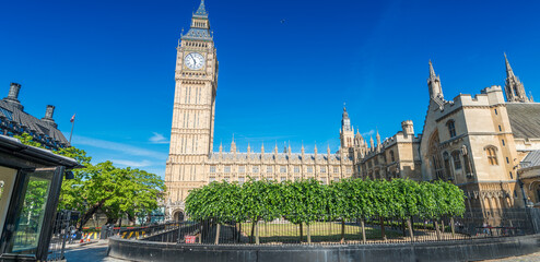 Fototapeta na wymiar London, UK. Houses of Parliament on a beautiful summer day