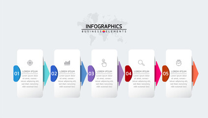 Vector illustration, infographics design, template, marketing, information, with 5 options or steps