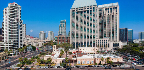 San Diego aerial skyline on a beautiful sunny day