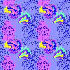 Colorful abstract seamless pattern with gradient lines, wave shapes