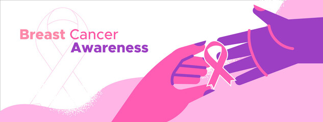 Breast Cancer awareness pink girl hand together