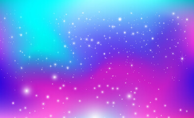 Naklejka na ściany i meble Gradient pink and blue abstract background. Galaxy, space and stars.