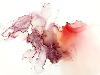 Puple, red, gold ink paint texture.