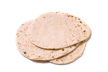 Italian piadina romagnola isolated on white background