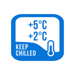Keep chilled. Food and drinks package label, storage instruction vector design