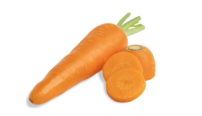 fresh organic carrots isolated on white background