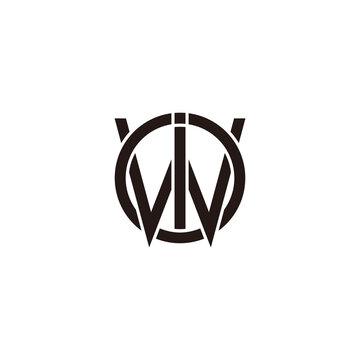 letter wi circle line geometric logo vector