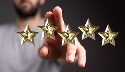 ranking and rating with businessman is touching virtua