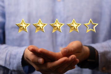 ranking and rating with businessman is touching virtua