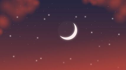Obraz na płótnie Canvas moon in the night sky, sunset, evening sky, stars
