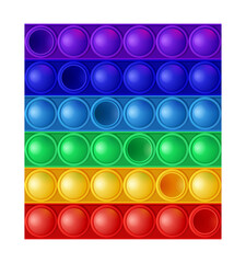 Silicone colorful poppit game, trendy toy pop it antistress.  Vector Seamless texture on white background