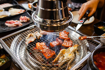 Grilled Pork Beef Korean BBQ In Restaurant
