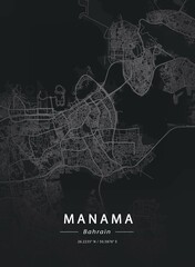 Map of Manama, Bahrain