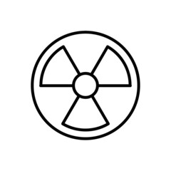 Radiation icon. Flat toxic pictogram for web. Line stroke. Simple nuclear symbol isolated on white background. Outline vector eps10