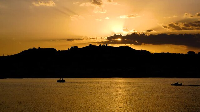 Seafront of San Benedetto del Tronto port at sunset - Italy