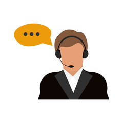 Online support, operator of call center answers questions a client. Online customer service concept. Vector illustration.
