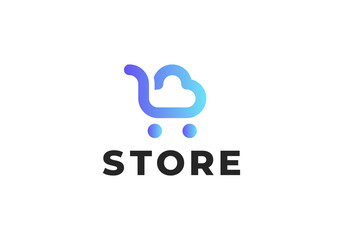 Cloud Shopping Cart Logo, Electronic commerce, Shop Logo Vector Inspiration
