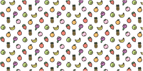 Fruits icon pattern background for website or wrapping paper (Color icon version)