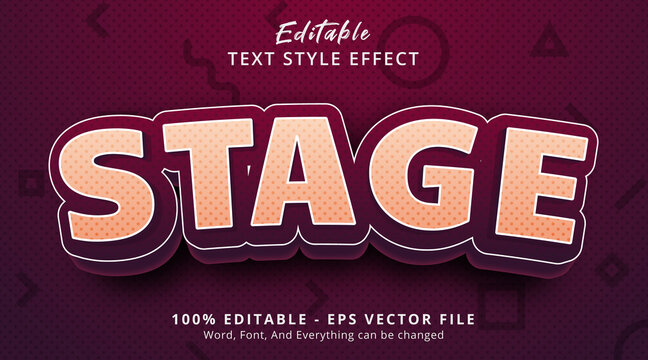 Editable text effect, Stage text on cartoon headline style effect