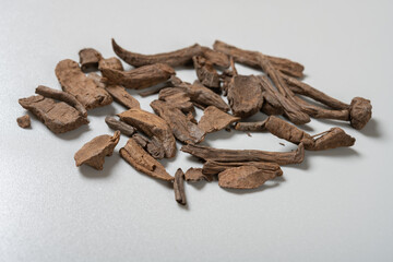 angle view Chinese medicine ShuiNiuJiao or Bubali Cornu or Buffalo Horn