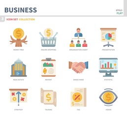 business and finance icon set,color flat style,vector and illustration