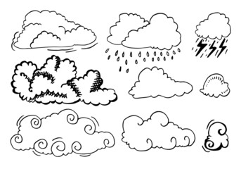 Hand drawn weather collection. Flat style vector illustration on white background.