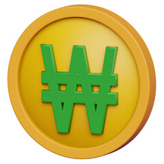 Won 3D coin. Money currency 3D coin illustration