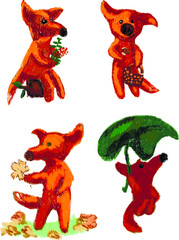 Cute fox. Vector character illustration.