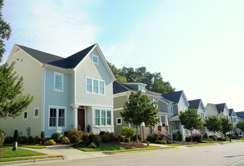 New homes on a quiet city street in Raleigh North Carolina - 455730307