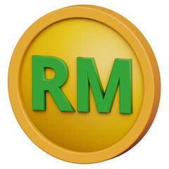 Ringgit 3D coin. Money currency 3D coin illustration
