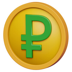 Ruble 3D coin. Money currency 3D coin illustration