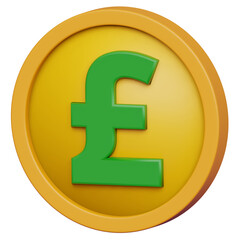 Pound 3D coin. Money currency 3D coin illustration