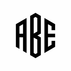 Initial three letter ABE logo hexagon