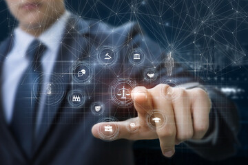 Lawyer working on a virtual computer screen .
