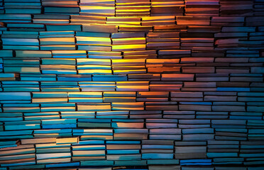 Wall of old books. Vintage background	